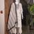 Off white cotton embroidered straight kurti with pant & printed cotton dupatta set