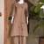 Women brown cotton thread embroidered straight kurti with straight pant set