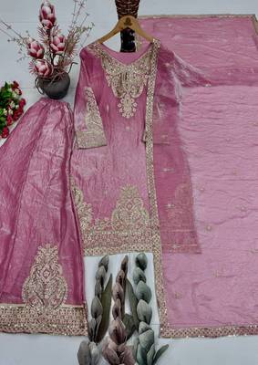 Pink Color Embroidery And Sequance Work Silk Blend Salwar Suit 2