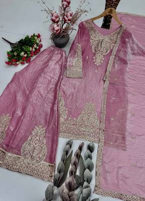 Pink Color Embroidery And Sequance Work Silk Blend Salwar Suit 3