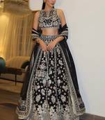 black color zari sequins dori work  silk blend lehenga Choli Set