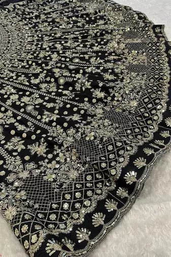 black color zari sequins dori work  silk blend lehenga Choli Set