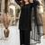 Black Color Embroidery And Beads Work Fuax Georget Salwar Suit 
