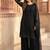 Black Color Embroidery And Beads Work Fuax Georget Salwar Suit 