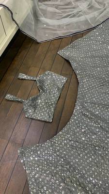grey sequin silk blend lehnga Choli Set 5