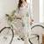 Women Floral Printed Regular Thread Work Linen Kurta with Trousers
