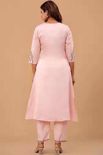 Women Floral Embroidered Regular Thread Work Kurta with Trousers