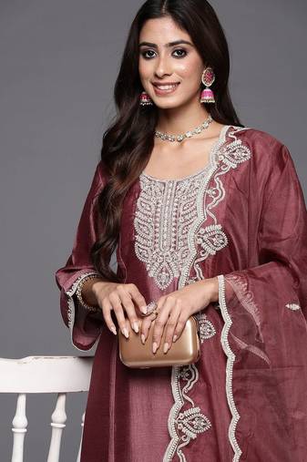 Women Ethnic Motifs Embroidered Kurta with Trousers & Dupatta