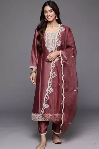 Women Ethnic Motifs Embroidered Kurta with Trousers & Dupatta
