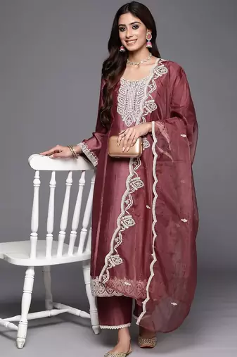 Women Ethnic Motifs Embroidered Kurta with Trousers & Dupatta