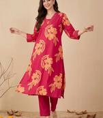 Women Floral Printed Regular Pure Cotton Kurta with Trousers