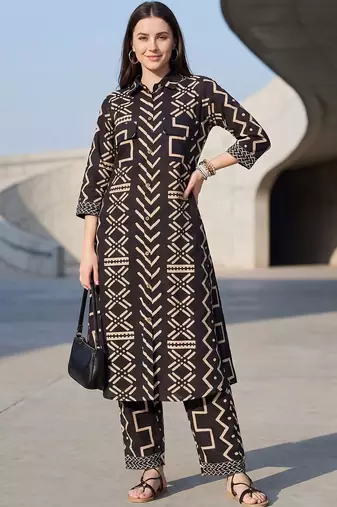 Women Printed Regular Pure Cotton Kurta with Trousers