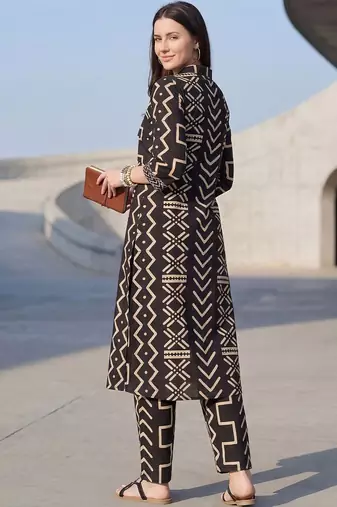 Women Printed Regular Pure Cotton Kurta with Trousers