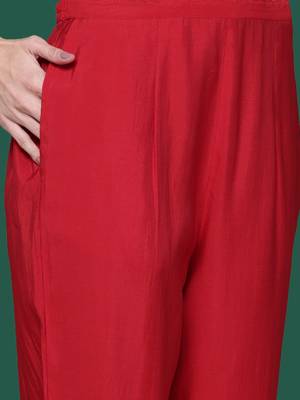 Ethnic Motifs Embroidered Liva Kurta With Trousers & Dupatta 3
