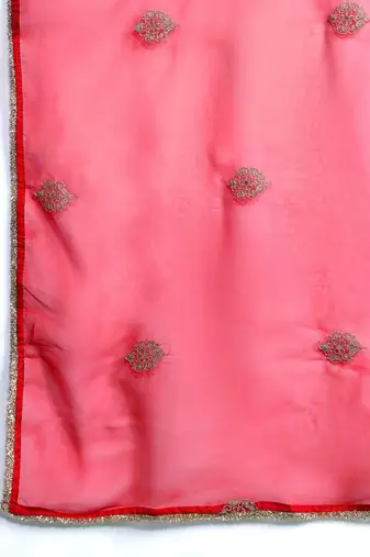 Ethnic Motifs Embroidered Liva Kurta With Trousers & Dupatta