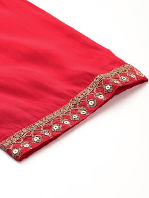 Ethnic Motifs Embroidered Liva Kurta With Trousers & Dupatta 9
