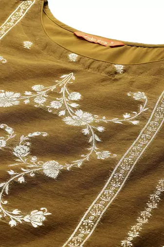 Women Ethnic Motifs Woven Design Kurta with Trousers & With Dupatta