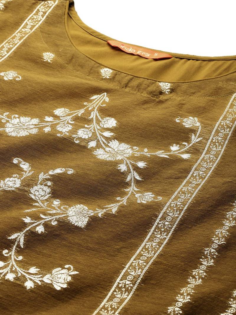 Women Ethnic Motifs Woven Design Kurta with Trousers & With Dupatta