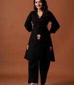 Women Regular Pure Cotton Embroidered A-Line Kurta & Palazzos Kurta Sets