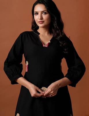 Women Regular Pure Cotton Embroidered A-Line Kurta & Palazzos Kurta Sets 2