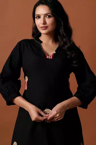 Women Regular Pure Cotton Embroidered A-Line Kurta & Palazzos Kurta Sets