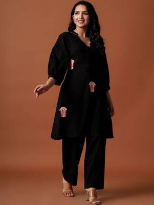 Women Regular Pure Cotton Embroidered A-Line Kurta & Palazzos Kurta Sets 3