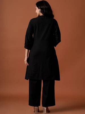 Women Regular Pure Cotton Embroidered A-Line Kurta & Palazzos Kurta Sets 4