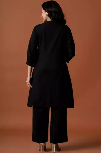 Women Regular Pure Cotton Embroidered A-Line Kurta & Palazzos Kurta Sets