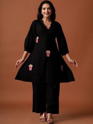 Women Regular Pure Cotton Embroidered A-Line Kurta & Palazzos Kurta Sets 5