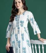 Women Floral Printed Cotton A-Line Kurta with Palazzos