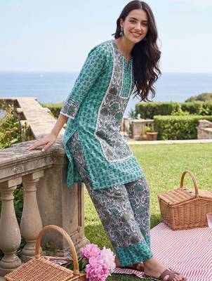 Women Ethnic Motifs Printed Regular Pure Cotton Kurta with Pyjamas 2