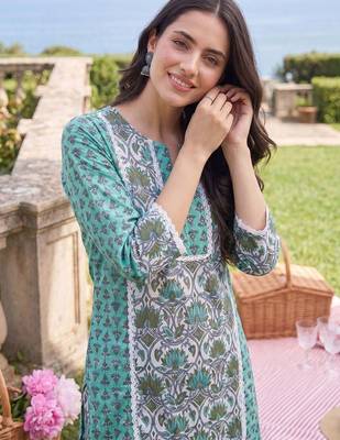 Women Ethnic Motifs Printed Regular Pure Cotton Kurta with Pyjamas 3