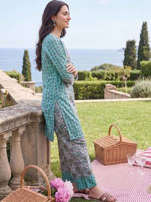 Women Ethnic Motifs Printed Regular Pure Cotton Kurta with Pyjamas 4