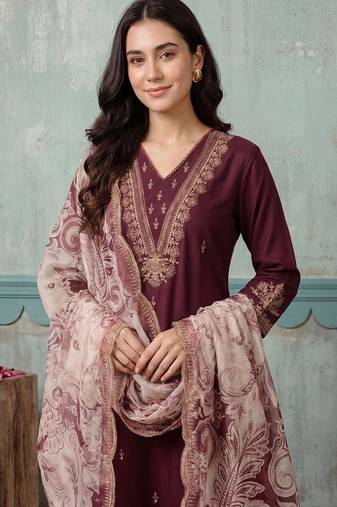 Women Ethnic Motifs Embroidered Regular Thread Work Kurta with Patiala & With Dupatta