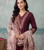 Women Ethnic Motifs Embroidered Regular Thread Work Kurta with Patiala & With Dupatta