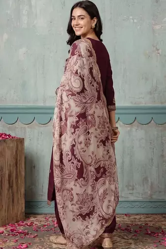 Women Ethnic Motifs Embroidered Regular Thread Work Kurta with Patiala & With Dupatta