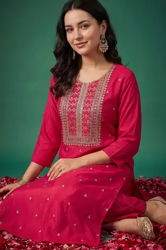 Women Ethnic Motifs Embroidered Regular Kurta with Trousers