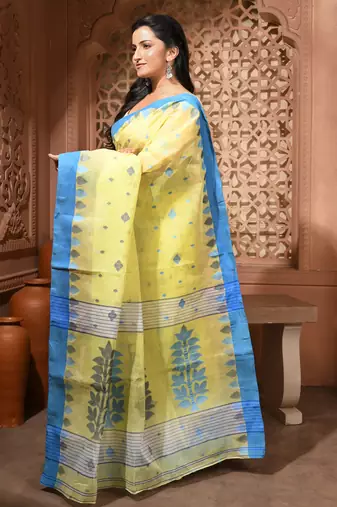women's bengal handloom forest   cotton blend saree for women