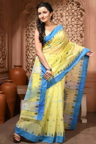 women's bengal handloom forest   cotton blend saree for women