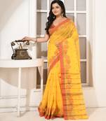 women's phoolrekha traditional bengal tant cotton blend saree without blouse piece
