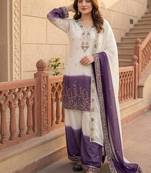 White And Purple Color Sequence And Embroidery Work Georgette Salwar Suit