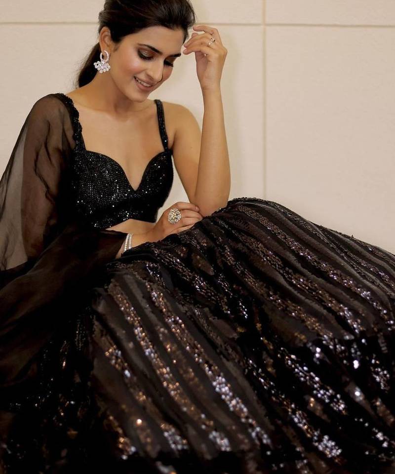 black color sequence work Georget lehnga Choli Set
