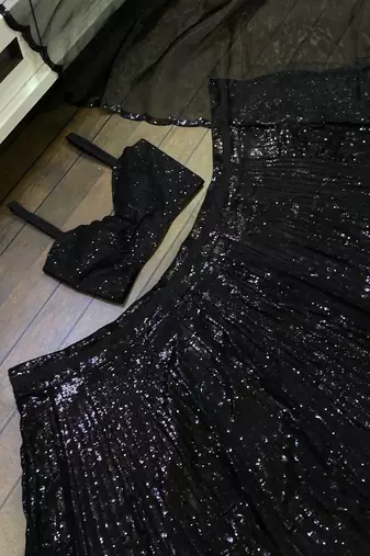 black color sequence work Georget lehnga Choli Set