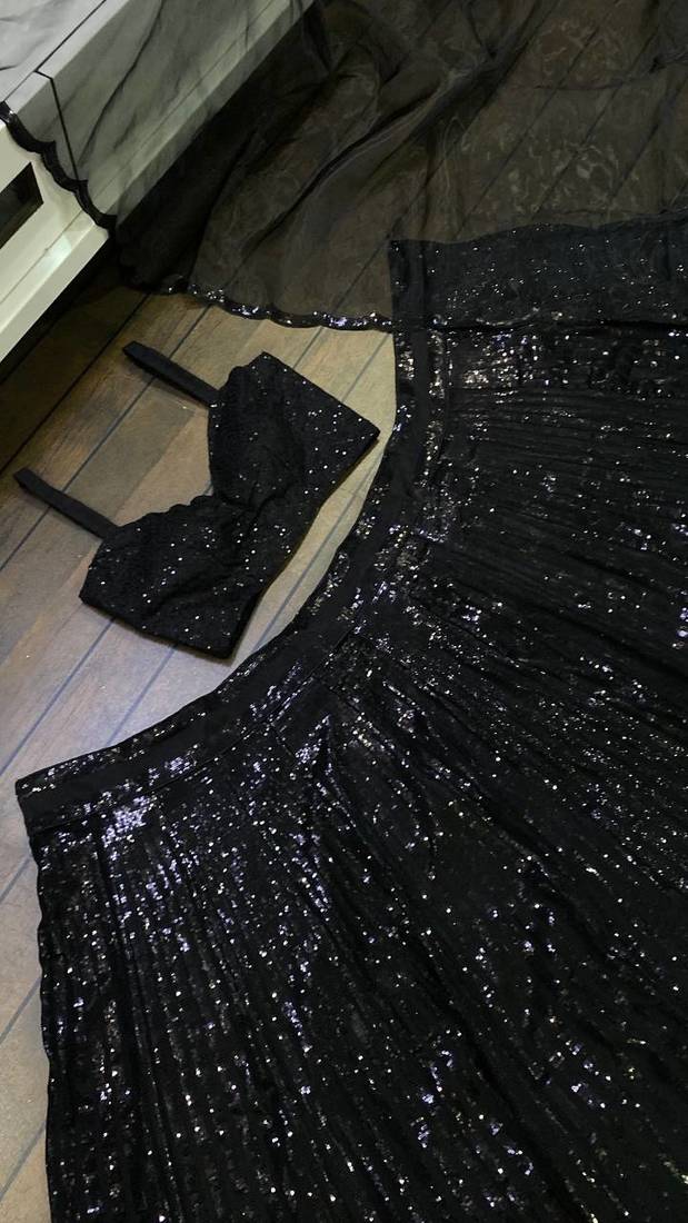 black color sequence work Georget lehnga Choli Set