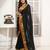 women's black affair soft cotton blend linen  saree with blouse piece
