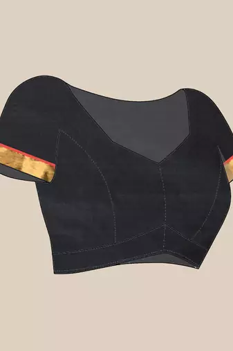 women's black affair soft cotton blend linen  saree with blouse piece