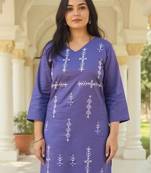 Ethnic Motifs Embroidered Thread Work Pure Cotton Straight Kurta With Trousers