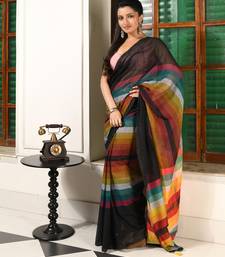 women's royal rainbow soft mul cotton blend saree with blouse piece