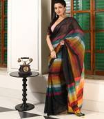 women's royal rainbow soft mul cotton blend saree with blouse piece