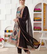 Women Ethnic Motifs Printed Regular Mirror Work Kurta with Palazzos & With Dupatta
